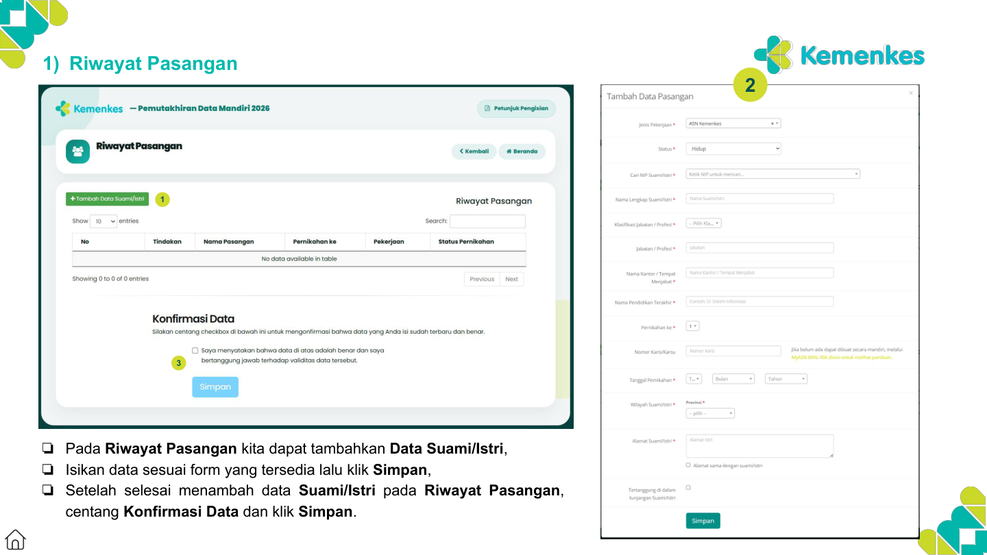 Form Riwayat Pasangan